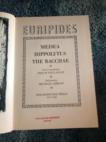 Medea Hippolytus  TheBacchae 古希腊欧里庇得斯著《美狄亚  希波吕托斯  酒神的伴侣》迈克尔·艾尔顿的版画，1963年纽约出版