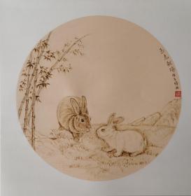 烙画（十二生肖-兔）