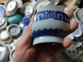 大明成化年制寄托款！乾隆青花寿字纹大碗瓷片标本