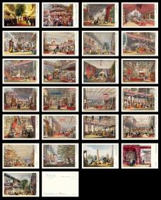 2022年英国伦敦1851年世界博览会铜版画石版画明信片25张一套