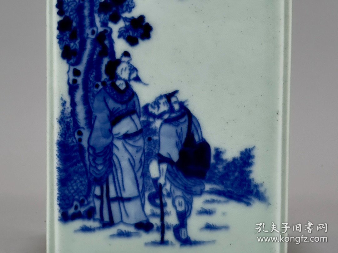 点击查看原图 清乾隆青花八仙人物纹笔筒13.3/10厘米