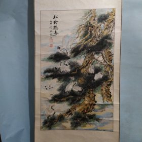 松龄鹤寿 尺寸约画心95 × 57 cm