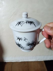 老墨彩竹子茶杯(长11.5cm宽8cm高11.5cm)
