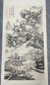 沈培耕成扇《天台仙瀑》，尺寸180/68
苏州著名山水花鸟画家，“江南八友”书画家之一
保真！