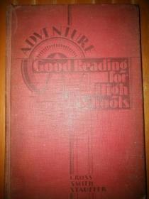 毛边纸本、民国19年美国印行高中学生读物1《冒险》布面硬精装502页大本尺寸如图