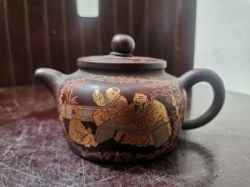 早期时大彬款独孔描金紫砂壶（品相完好）