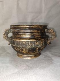古董  古玩收藏  铜器   铜香炉  传世铜炉 回流铜香炉   纯铜香炉   长16.5厘米，宽12厘米，高9厘米，重量2.4斤