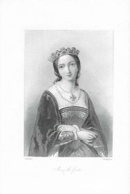 《英格兰女王玛丽一世肖像》（Queen Mary I of England, “Bloody Mary”），钢版画，选自 玛丽·霍威特 编撰的《英格兰诸王后传略》（Biographical Sketches of The Queens of England），奥古斯都· 儒勒·布维耶 绘制，W. H.Egleton 雕刻，伦敦 Virtue & Co. 出版，约1868年，版画尺寸28×18厘米
