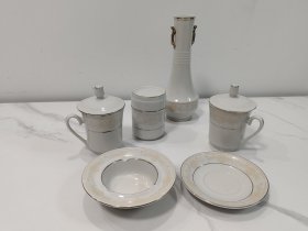 上世纪八十年代博山陶瓷厂获奖产品，宝石牌茶具六件套