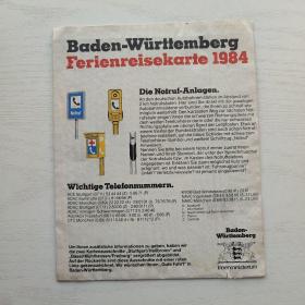 Baden Württemberg Ferienreisekarte 1984 巴登-符腾堡度假地图1984