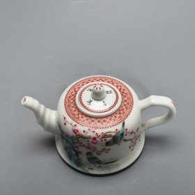 民国熊梦婷粉彩花鸟纹壶 9*17厘米