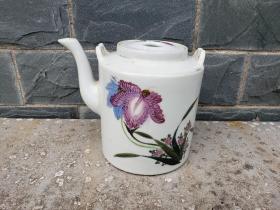 花卉图直形瓷茶壶，民国