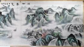 著名山水画家作品，江山春色，落款胡振朗，178X96。