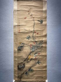 颜伯龙，画，国画，原装原裱片，101*33cm， 颜伯龙（1898~1955）满族，正黄旗，北京人。民国时期京津画派著名的花鸟画家，工山水、人物、翎毛、走兽。