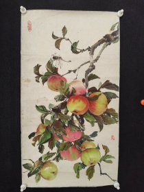 朝鲜已故人民艺术家/崔道烈/月月平安图托片，32×57厘米， 纸本拖裱，品相如图老旧污渍折痕等，名家精品放心收藏。