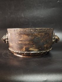 古董 古玩收藏 铜器 精品铜炉 传世铜香炉 回流铜炉 长20厘米，宽16厘米，高8厘米，重量4.1斤