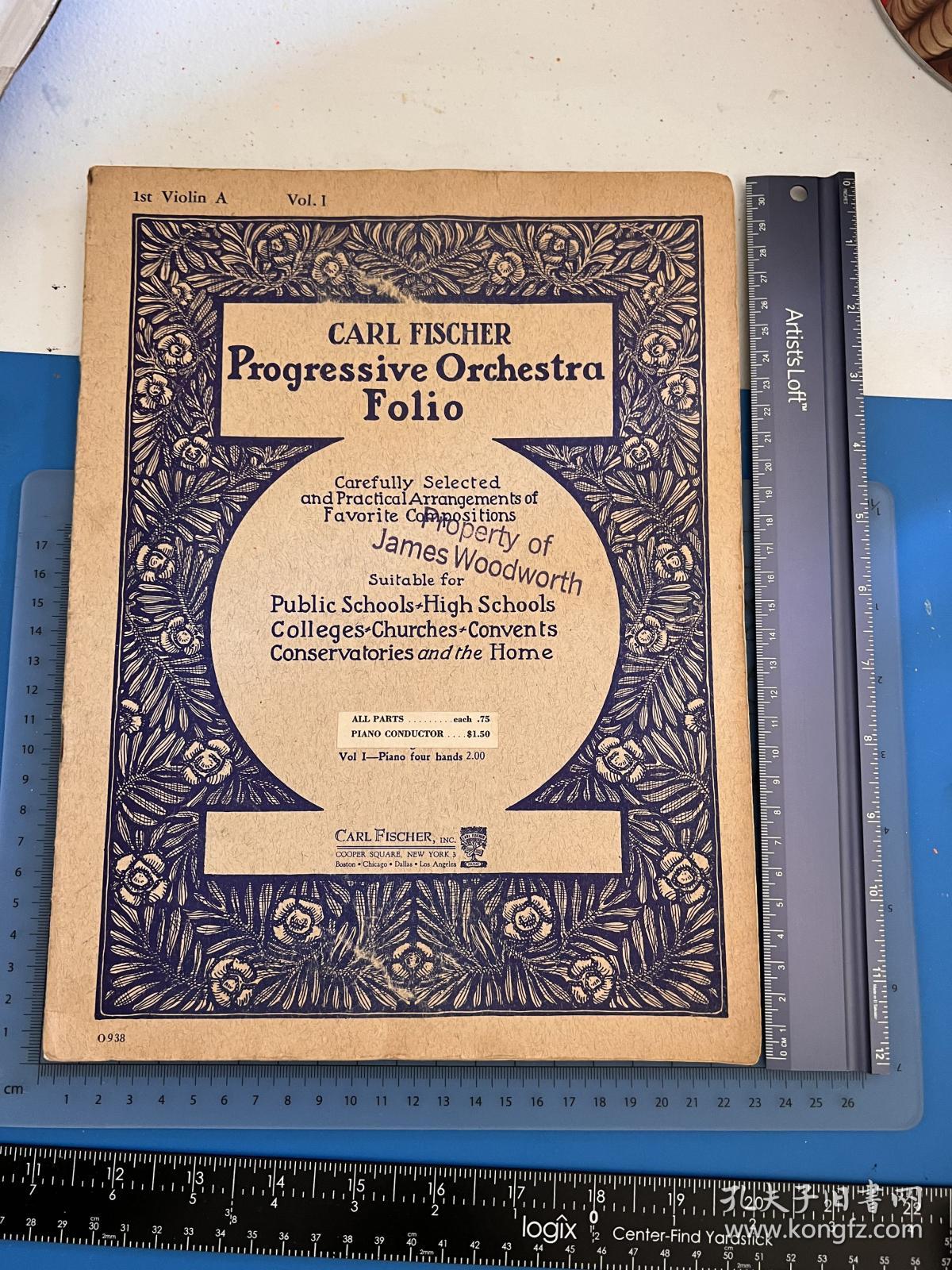 美国发货 约1930年代管弦乐谱Carl Fisher progressive Orchestra Folio