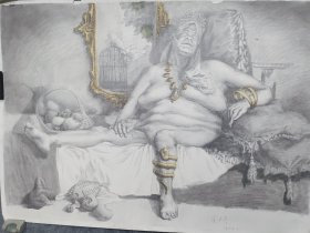 中国美术学院教授，崔小冬人物素描作品