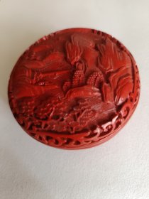 205，七十年代 剔红盒，直径7.8。带印泥。
