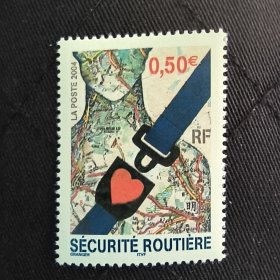 FR4法国邮票2004 道路交通安全带 人体地图 外国邮票 新 1全