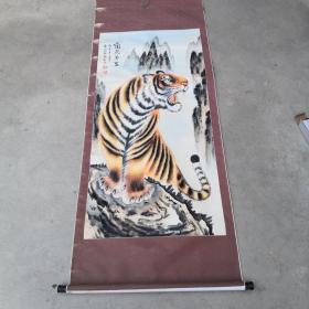 當代著名畫家“王小六”《嘯聲萬里》【虎，畫心，135x65cm，保真】