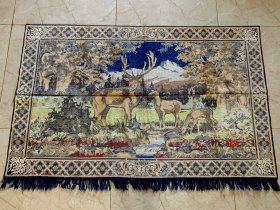 前苏联，手工织锦，挂毯，麋鹿