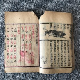 清晚期朱墨套印木刻本，允禄、何国宗等奉敕编撰《钦定协纪辨方书》卷19卷20，微残本一册