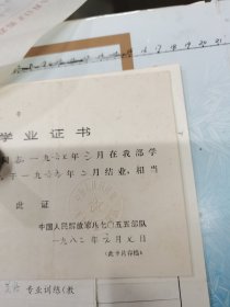 滑翔学员登记表、武汉市第三十六中学推荐意见、武汉市江汉区选调飞行员办公室审查意见、学历证明、入团志愿书、体检表、等合售、1965~1985年、同一个人、详见书影及描述
