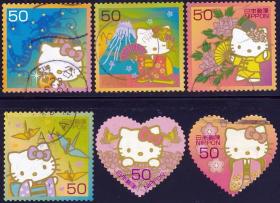 日本邮票信销，2010年，G39，HelloKitty 凯蒂猫，6全