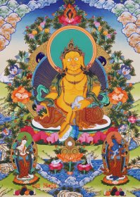 尼泊尔画师力作纯手绘布本唐卡黄财神。