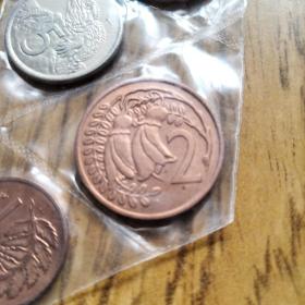 新西兰官方老硬币 1967年 四翅槐花铜币 2分 全新正品