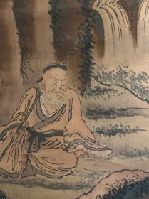 古筆青绿山水人物图，【山本琴谷】 
1811 - 1873（文化八~明治六）63歲。名謙，字 子讓，號痴痴齋。石見國（今島根縣）人。初學多胡逸齋， 又轉師渡邊華山。後成為津和野龜井侯的繪師，兼工山 水、人物