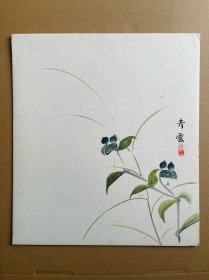 498日本卡纸色纸画，回流老字画。纯手绘，写意国画，水墨画。色纸。花卉桔梗