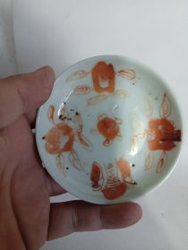 清代时期矾红彩笔舔