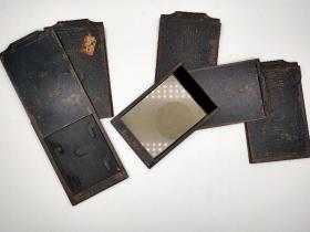 古董相机 摄影器材 干板写真时代暗房摄影器材 干板底片保护盒  金属质 带一枚未使用玻璃干板底片 战时战场底片保护盒  保存完好
