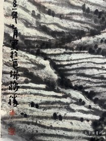 字画黄格胜山水一对尺寸178×48.5