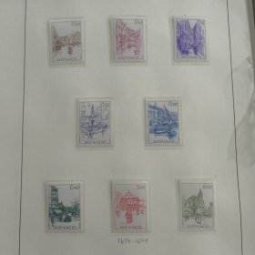 Monaco138摩纳哥邮票1984年 普通邮票 摩纳哥早期风景钢笔画 第一组 雕刻版 新 8全 （不含内页）
