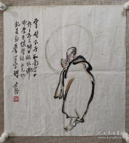 著名高僧 圆林法师 国画一幅 尺寸50x45厘米 保真