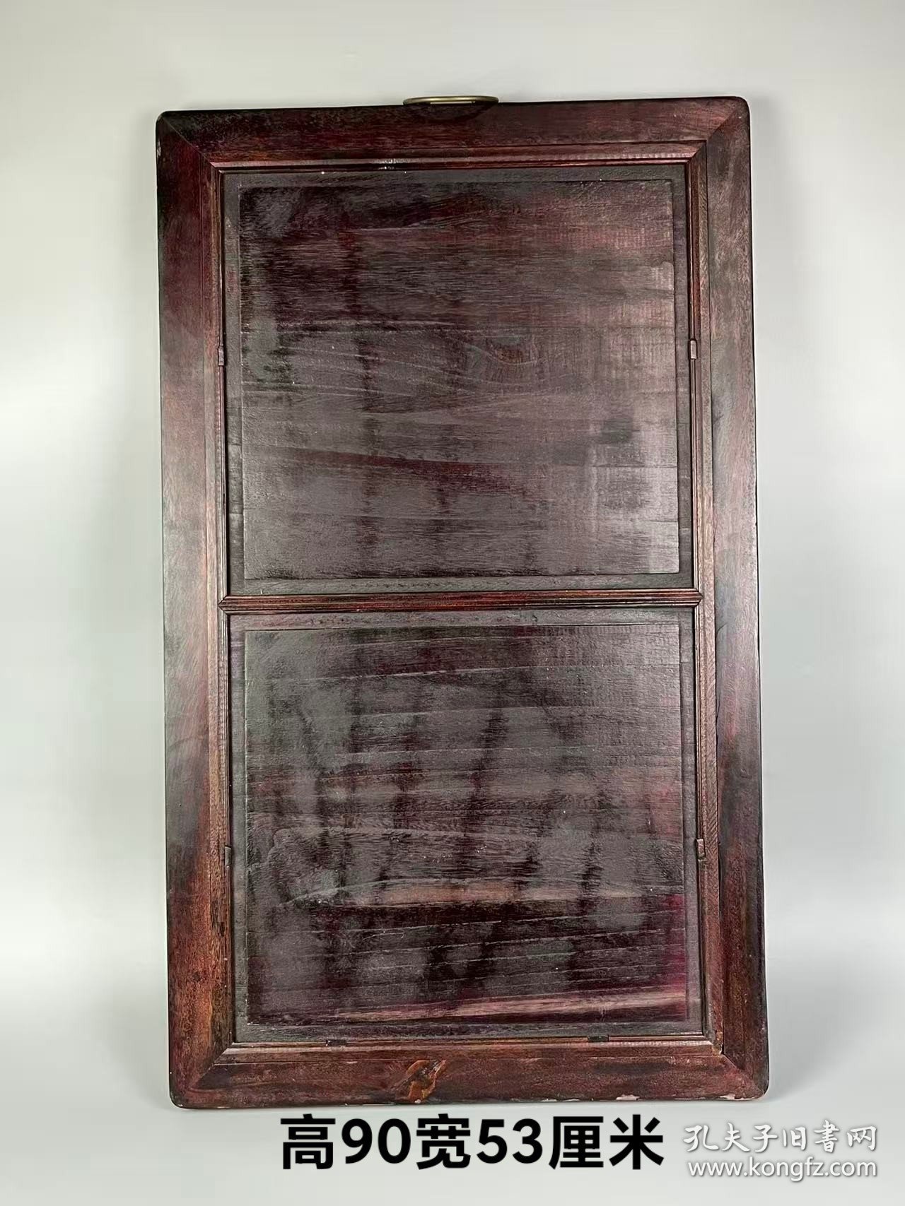 旧藏【钟馗神威图】红木镶贝壳 镶瓷板粉彩人物画挂屏，尺寸:高90厘米/宽53厘米，全品完整、实拍如图！ ​