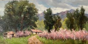 著名画家、书法家、古籍出版专家王寿彭，1,400X800桃花谷，2020.4.14