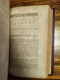 1784年The Compleat Angler 伊萨克·沃尔顿的垂钓大全/钓客清话  Hawkins第四版 多幅S. Wales插图 皮面重装 Izaak Walton和Charles Cotton两部分内容合订 内容完整但第二部分开头似乎缺一幅卷首插图(不太确定)