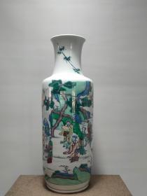 48_清代收藏级满工藏品五彩人物赏瓶，尺寸高45.8cm宽16cm，
