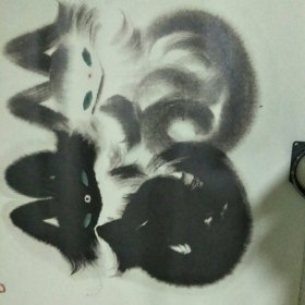 处理韩美林印刷双猫图