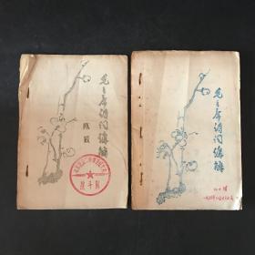 毛主席诗词讲义【两本合售】1966年 油印本【扉页有数学家孙少辅签名】