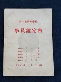 1951年浙江省干部学校学员钦定书，32开作业本大小，品相完好。