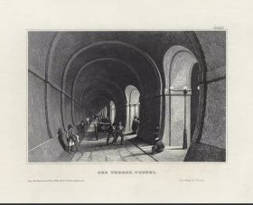 19世纪欧洲原版雕刻版画泰晤士隧道