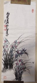 中国美协会员，中国福音书画院院长郝建华“兰花2”彩墨画