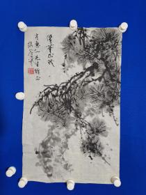 军旅画家 ：慎如居士   。七八十年代作   国画作品  《》一幅（ 纸本软片，画心，钤印 ）