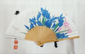 蓝鸢  日本纸扇京扇  印刷品 展幅约34.5Cm 高19Cm  竹扇骨 保管好，自然旧

实价不议不包不退换！