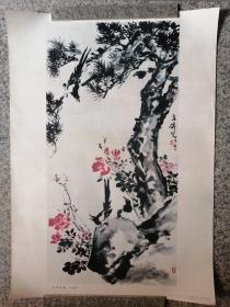 月季喜鹊，中国画，1979年
